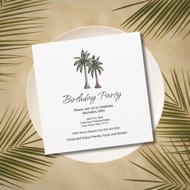 Invitation Elegant Palm Trees Tropical 30th Birthday Party (Créateur téléchargé)