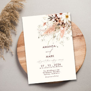 Invitation Elégant Pampas Fleur sauvage Boho Grass Mariage