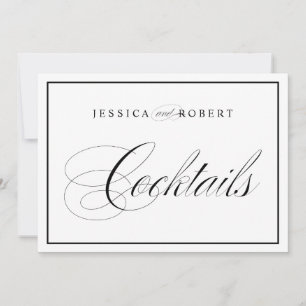 Invitation Élégant panneau de mariage Cocktails bordure noire