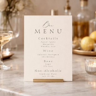 Invitation Élégant Panneau de Menu de Bar de Mariage Minimali