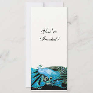 Invitation ÉLÉGANT PAON BLEU TURQUOISE Blanc