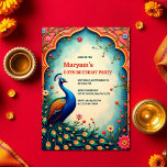Invitation Elégant paon floral indien 60e anniversaire<br><div class="desc">Honorer un jalon sacré avec cette Invitation indienne Shashtiported 60th Birthday, avec un paon royal, des frontières florales luxuriantes, et une arche traditionnelle inspirée du design sud-asiatique. Parfait pour célébrer le 60e anniversaire de Shashtioporthi, révéré dans la culture indienne, cette invitation allie élégance, patrimoine et joie dans une présentation magnifiquement...</div>
