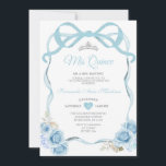 Invitation Elégant Papillon floral bleu Dusty Mis Quince<br><div class="desc">EDITABLE Elegant Dusty Blue Floral Butterfly Mis Quince Invitation Elégant Quinceañera Blue Floral Argent Crown Invitation Mis Quince 15 Anos,  16e Anniversaire</div>