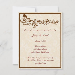 Invitation Élégant Papillon Mariage Engagement Partie Invitat