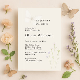 Invitation Élégant Papillons Fleur Sauvage Baby Shower Mariag