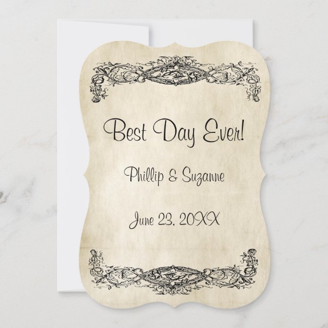 Invitation Élégant Parchemin de défilement Vintage v2 Mariage (Dos)