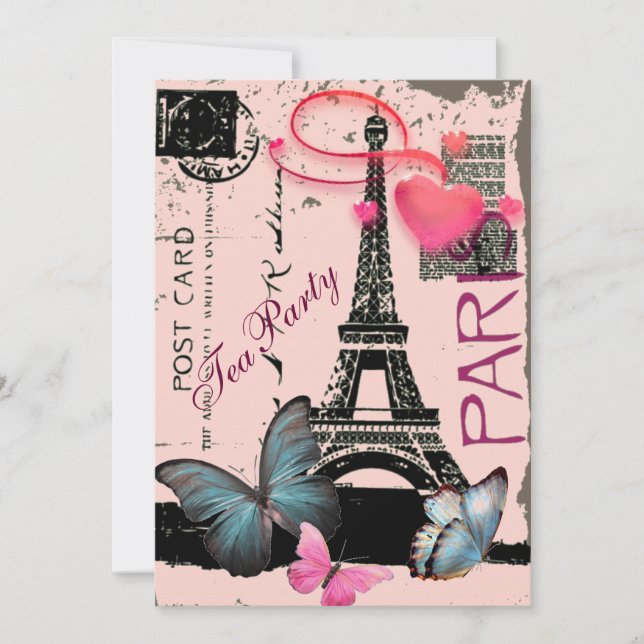 Invitation élégant paris eiffel tower mariage vintage (Devant)