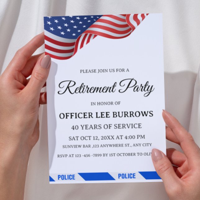 Invitation Élégant parti de retraite de la police (Créateur téléchargé)