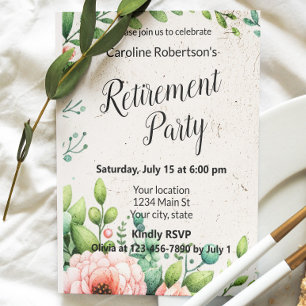 Invitation Élégant parti de retraite florale