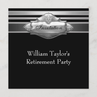 Invitation Élégant parti de retraite Grey et Black Mans