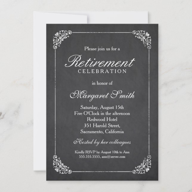 Invitation Élégant parti de retraite Vintage (Devant)