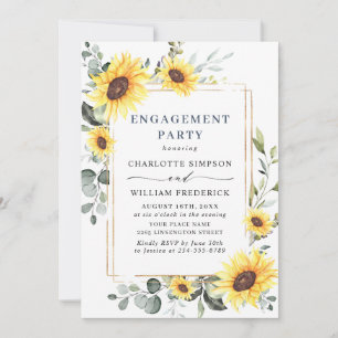 Invitation Élégant PARTI D'ENGAGEMENT Eucalyptus tournesol QR