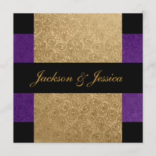 Invitation Élégant Parti d'engagement Paisley Gold Purple