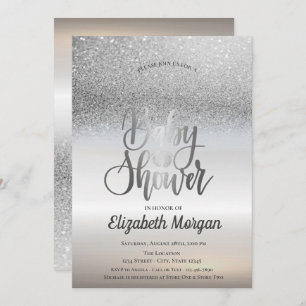 Invitation Elégant Parties scintillant Argent Baby shower Bok