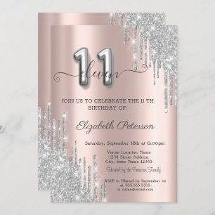 Invitation Elégant Parties scintillant Argent Rose Gold 11e