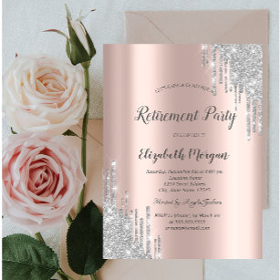 Invitation Elégant Parties scintillant Argent  Rose Gold Retr