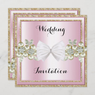 Invitation Élégant Parties scintillant de Mariage de Bow Sequ