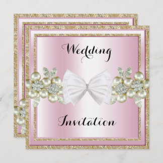 Invitation Élégant Parties scintillant de Mariage de Bow Sequ