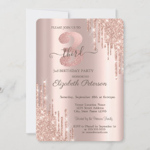 Invitation Elégant Parties scintillant Drivers Rose Gold 3ème