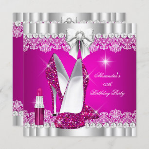 Invitation Élégant Parties scintillant Glamor Hot rose Hi Hee