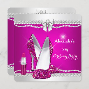 Invitation Élégant Parties scintillant Glamor rose Haut talon