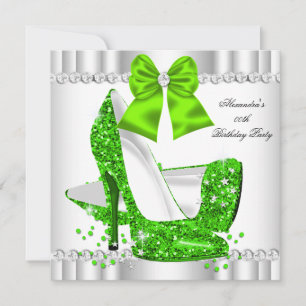 Invitation Élégant Parties scintillant Lime Glamor Haut talon