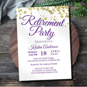 Invitation Elégant Parties scintillant Or Retraite Partie Inv