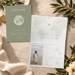 Invitation Élégant passeport de voyage pour mariage de destin