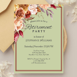 Invitation Élégant Pastel Automne Flower Retirement Party