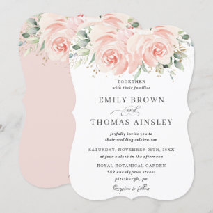 Invitation Élégant Pastel Blush Floral Rose Mariage