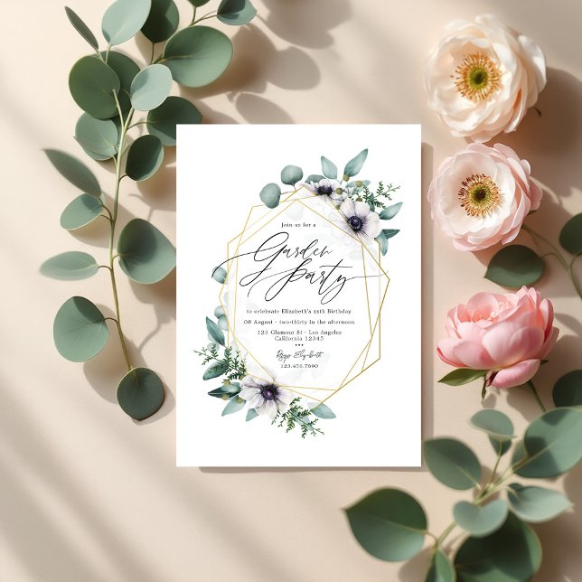 Invitation Elégant Pastel Eucalyptus et Anemone Garden Party (Elegant Pastel Eucalyptus and Anemone Garden Party Invitation)
