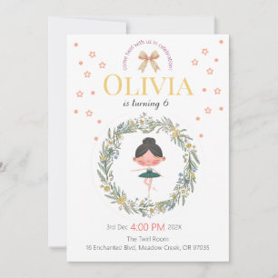 Invitation Elégant Pastel Floral Ballet Design d'anniversaire