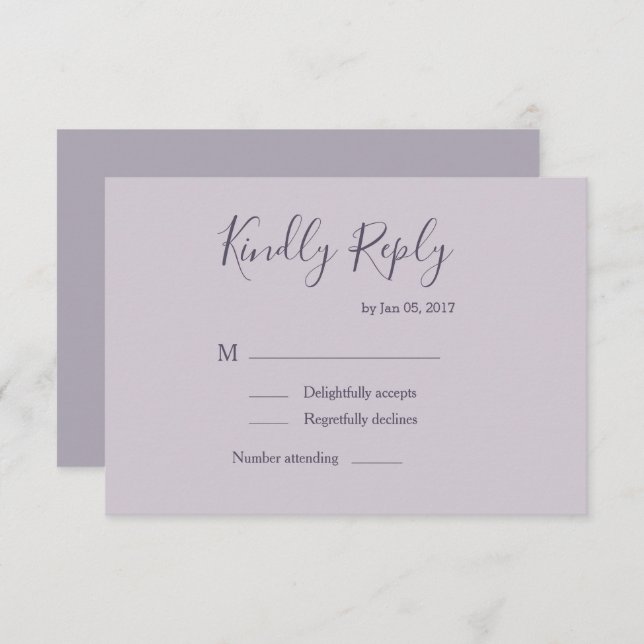 Invitation Elégant pastel lilas lavender mariage moderne rsvp (Devant / Derrière)