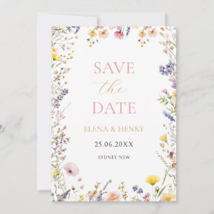 Invitation Elégant Pastel Mariage Fleur sauvage Enregistrer l