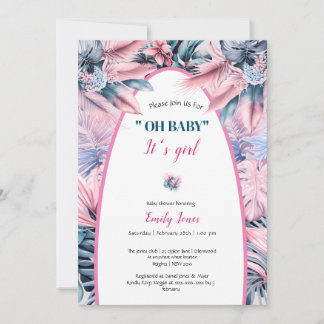 Invitation Elégant pastel rose bleu oh baby shower