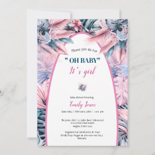 Invitation Elégant pastel rose bleu oh baby shower