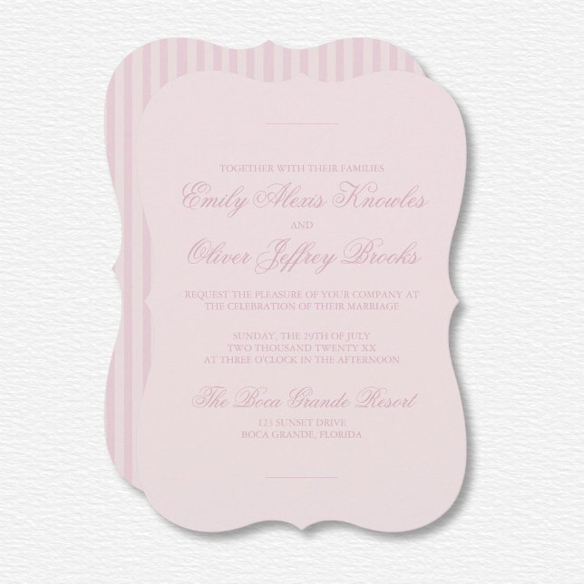Invitation Élégant Pastel Rose Tone Sur Tone Stripes Mariage (Créateur téléchargé)