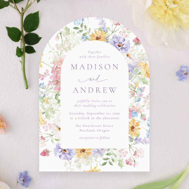 Invitation Elegant Pastel Wildflower Garden Arch Wedding (Créateur téléchargé)