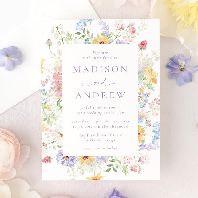 Invitation Elegant Pastel Wildflower Garden Wedding (Créateur téléchargé)