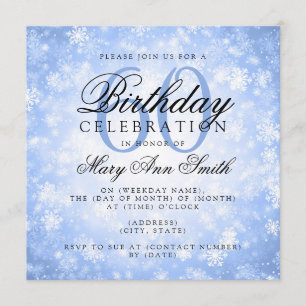 Invitation Élégant Pays des merveilles d'hiver bleu du 60e an