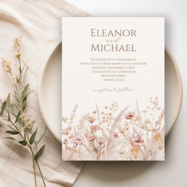 Invitation Elégant Peach Blush Aquarelle Floral Mariage (Créateur téléchargé)