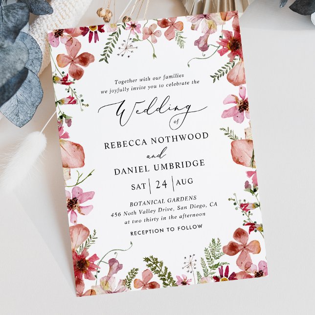 Invitation Elégant Peach Botanical Garden Wedding (Créateur téléchargé)