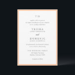 Invitation Élégant Peach Monogramme Mariage moderne<br><div class="desc">Invitations de mariage modernes avec un design propre avec des polices serif et script.</div>