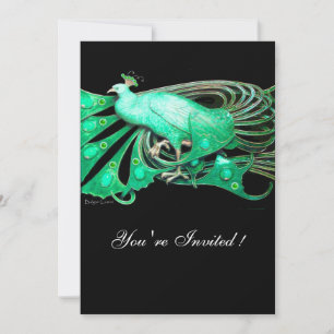 INVITATION ELEGANT PEACOCK DE GREEN AND BLACK