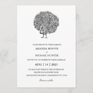 Invitation Elégant Peacock Vintage