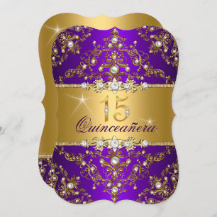 Invitation Elegant Pearl Damask Violet Quinceanera