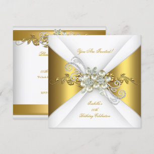 Invitation Elégant Pearl Gold Diamond Argent Anniversaire A