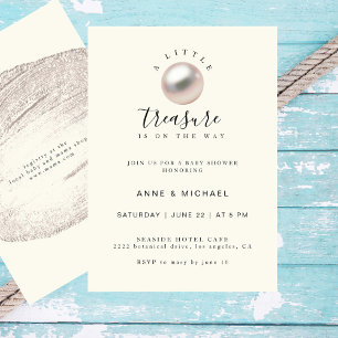 Invitation Elégant Pearl Little Trésor Baby shower chic