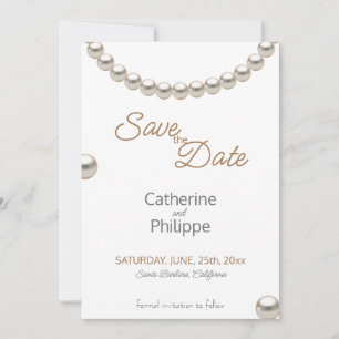 Invitation Elegant Pearl Wedding Enregistrer la date Invitati