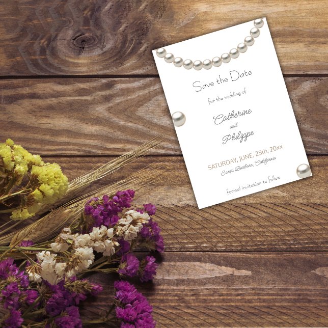 Invitation Elegant Pearl Wedding Enregistrer la date Invitati (Créateur téléchargé)